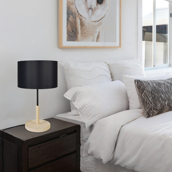 Lampe a poser PISTACHE colonne bois