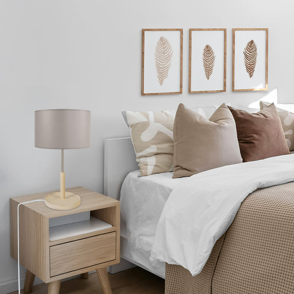 Lampe a poser PISTACHE colonne bois
