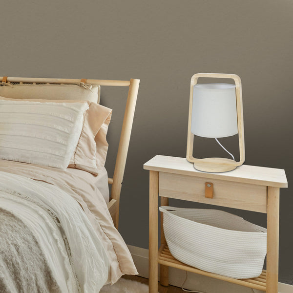 Lampe de chevet TOSEL LEGNO,bois , H32,5xD19xP19  cm.
