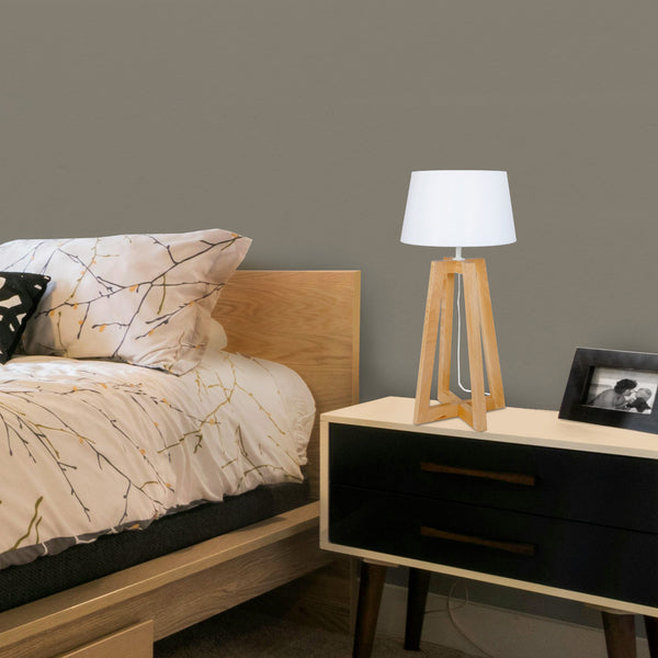 Lampe de chevet TOSEL LOT,bois, tissu , H48xD25xP25  cm.