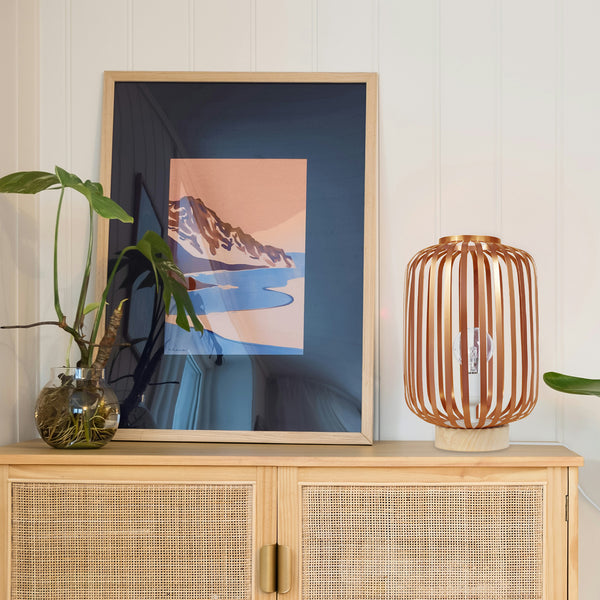 Lampe a poser LAM. BERNE cylindre métal bois