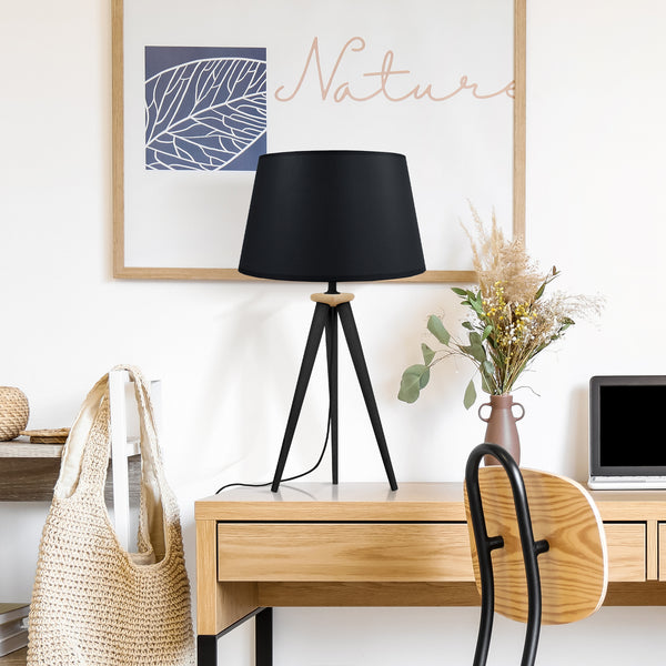 Lampe de chevet TOSEL ARHUS,bois , H54xD30xP30  cm.