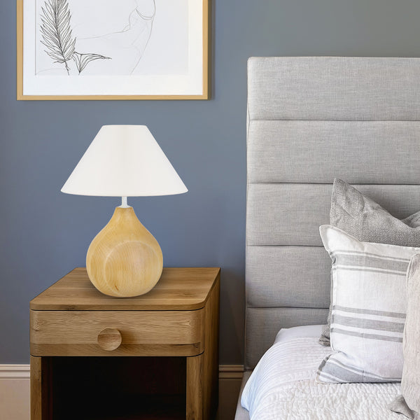 Lampe a poser TOSEL CARAFE BOIS,bois, tissu H38xD30xP30  cm.