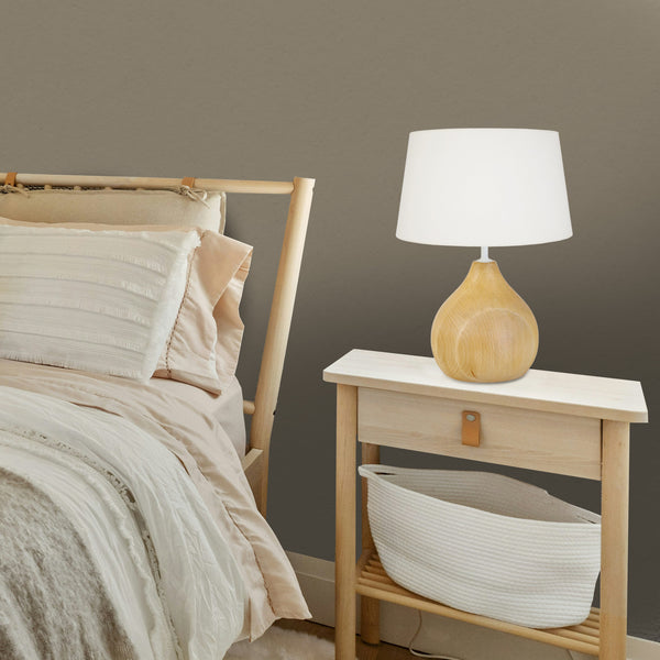 Lampe a poser TOSEL CARAFE BOIS,bois, H38xD30xP30  cm.