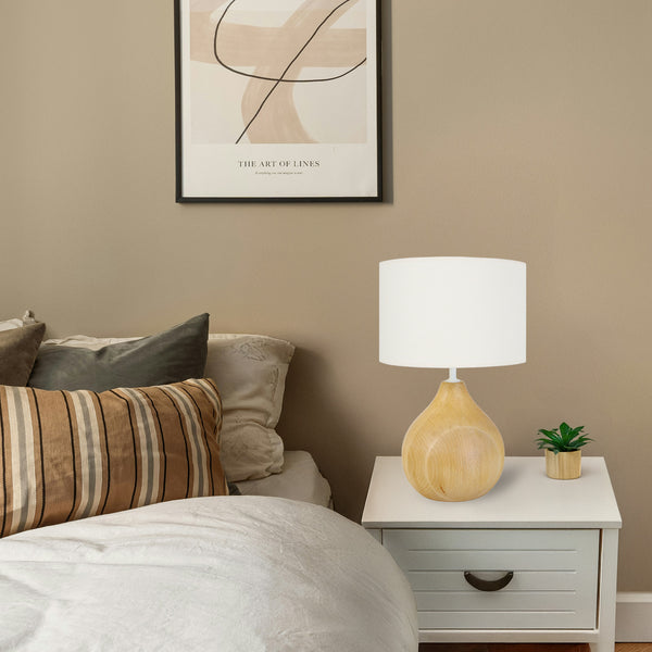 Lampe a poser TOSEL CARAFE BOIS bois, tissu , H38xD30xP30  cm.