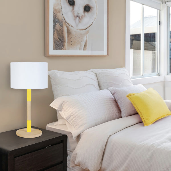 Lampe de chevet TOSEL TANDEM1B,bois, métal, tissu, H45xD25xP25  cm.