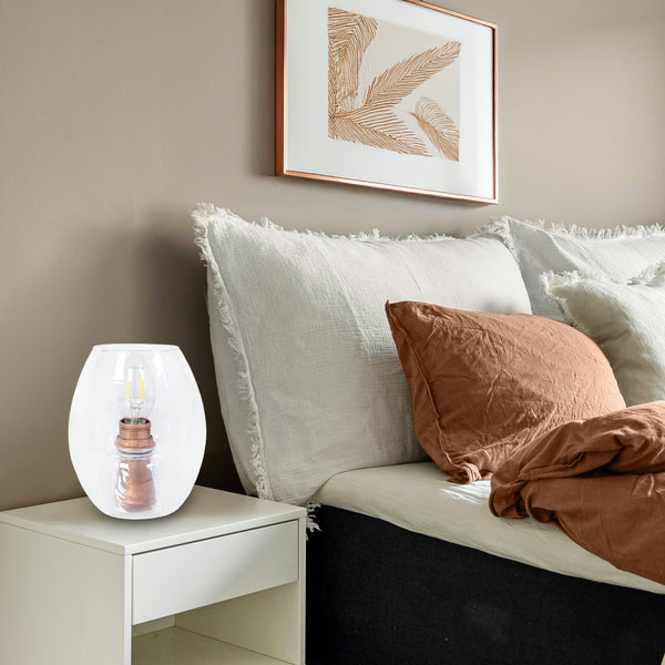 Lampe de chevet TOSEL AGG,verre , H16xD13,5xP13,5  cm.