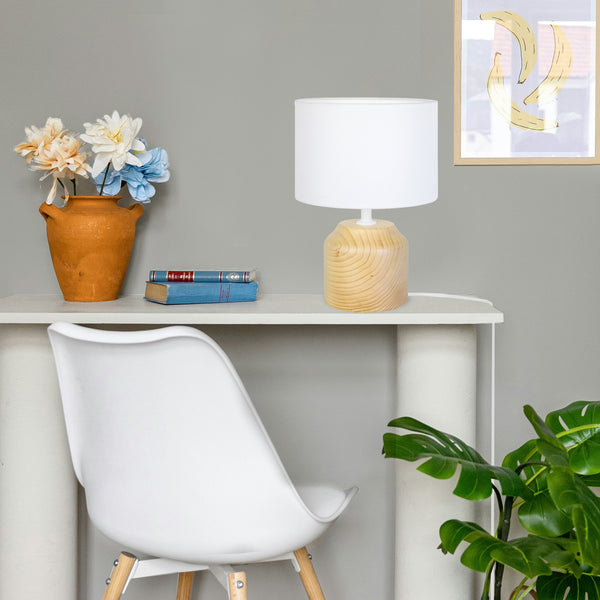 Lampe de chevet TOSEL MARY A,bois , H24xD16xP16  cm.