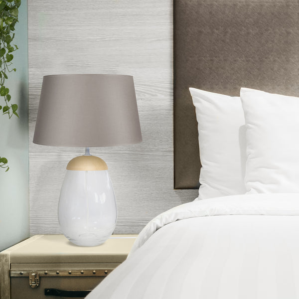 Lampe a poser TOSEL EMMA,verre , H46xD30xP30  cm.