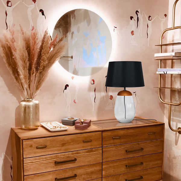 Lampe a poser TOSEL EMMA,verre , H46xD30xP30  cm.