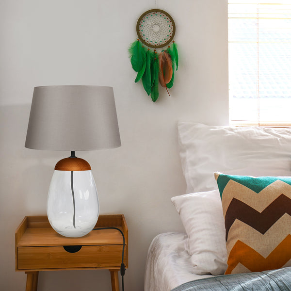 Lampe a poser TOSEL EMMA,verre , H46xD30xP30  cm.