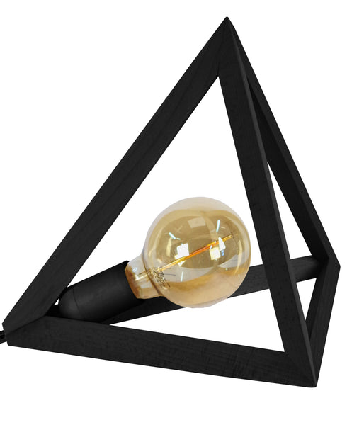 Lampe a poser TOSEL TÉTRAÈDRE A,bois , H30xD30xP30  cm.