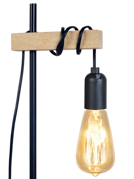 Lampe de chevet TOSEL BROOKLYN,bois, H50xD15xP15  cm.