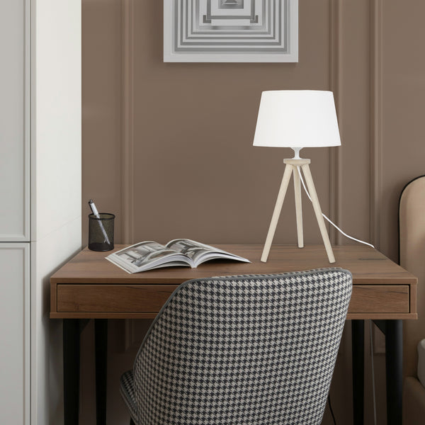 Lampe de chevet TOSEL UTGARD,bois, tissu , H44xD30xP30  cm.