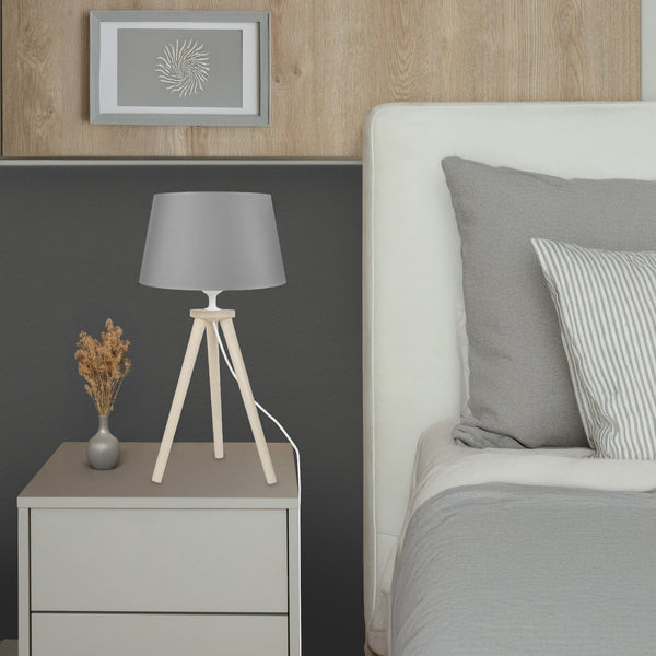 Lampe de chevet TOSEL UTGARD,bois, tissu , H44xD30xP30  cm.