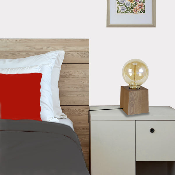 Lámpara de mesa MADERA CUBO madera