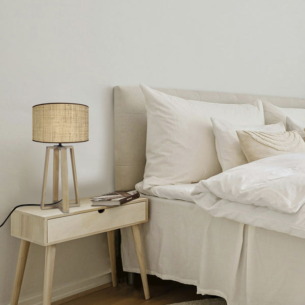 Lampe de chevet TOSEL MANON,bois , H50xD25xP25  cm.
