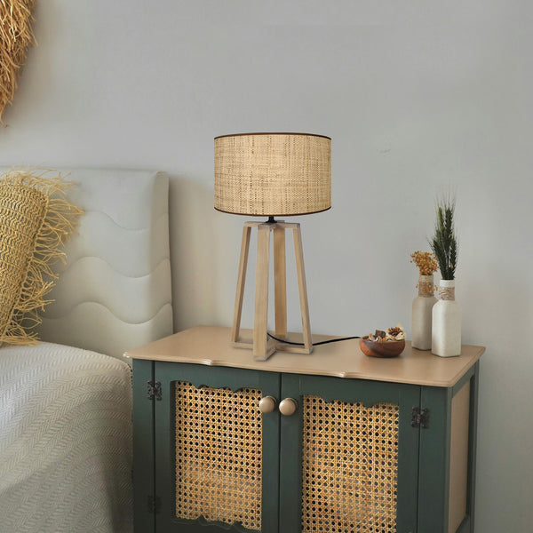 Lampe de chevet TOSEL MANON,bois , H50xD25xP25  cm.