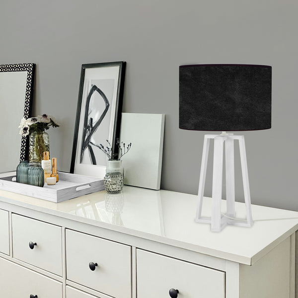 Lampe de chevet TOSEL MANON B,bois, tissu H50xD22xP22  cm.