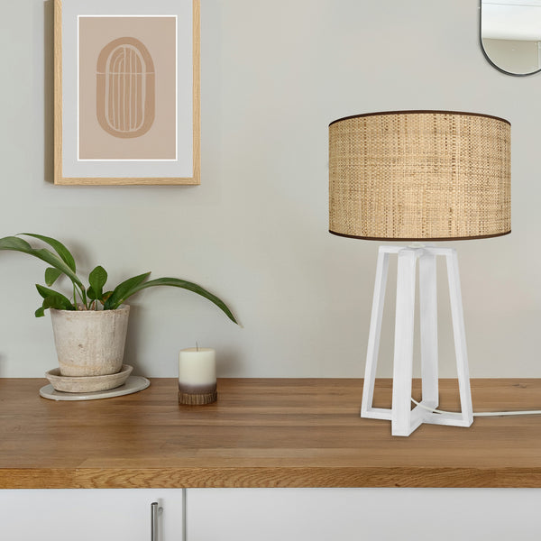 Lampe de chevet TOSEL MANON B,bois, tissu H50xD22xP22  cm.