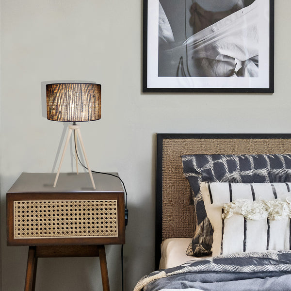 Lampada da comodino JUTE treppiede legno