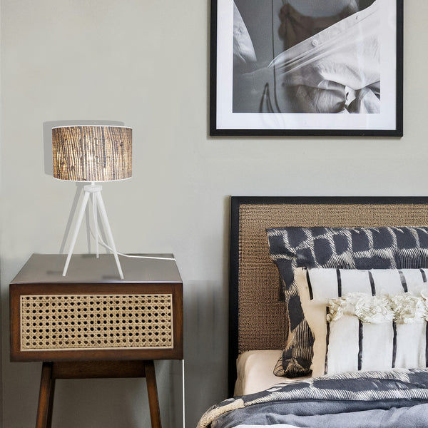 Lampada da comodino JUTE treppiede legno
