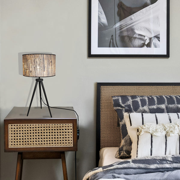 Lampada da comodino JUTE treppiede legno