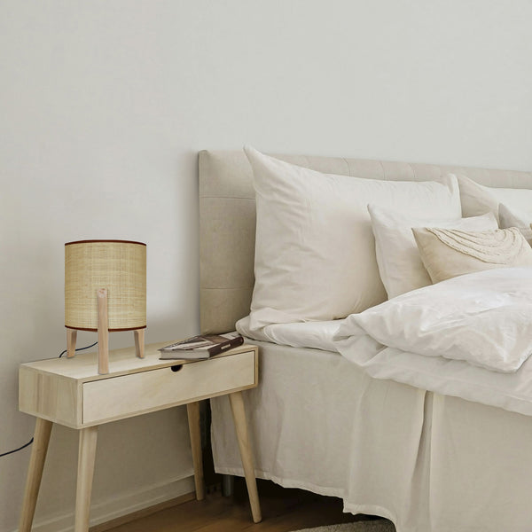 Lampe de chevet TOSEL PIPPINT SMALL,bois, H30xD25xP25  cm.