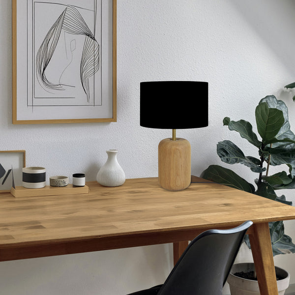 Lampe a poser TOSEL GUSTTAVO I,bois, tissu , H36xD22xP22  cm.