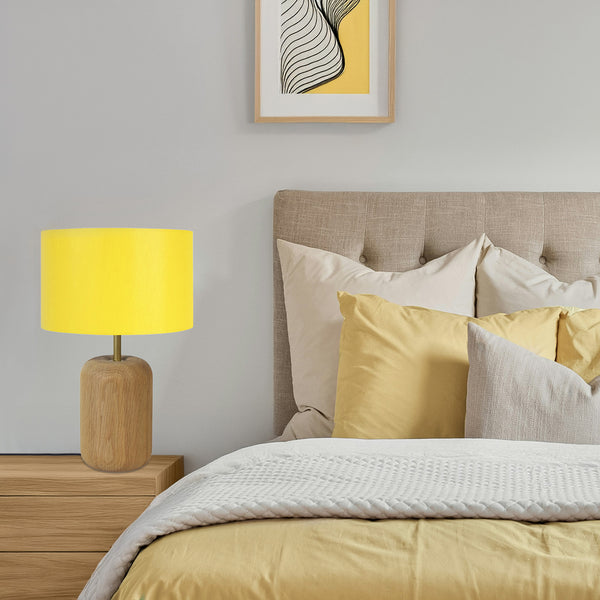 Lampe a poser TOSEL GUSTTAVO I,bois, tissu , H36xD22xP22  cm.