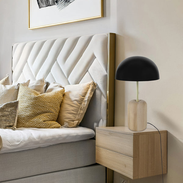 Lampe a poser TOSEL GUSTTAVO METAL,bois, métal , H36xD23xP23  cm.