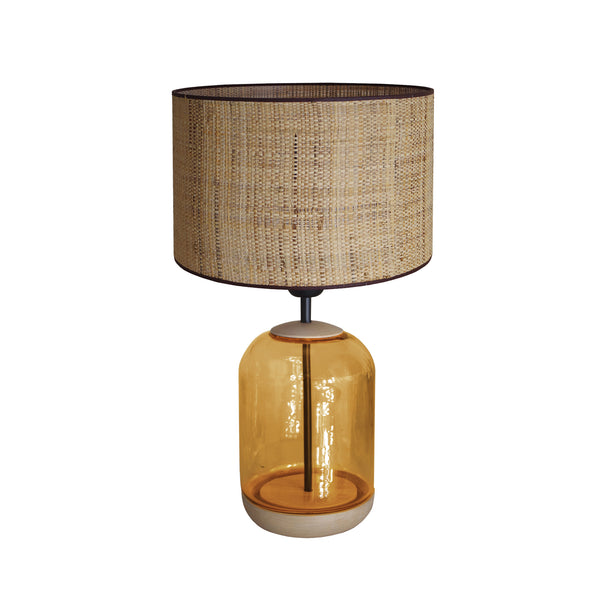 Lampe á poser SVALBARD SMALL cylindre verre bois