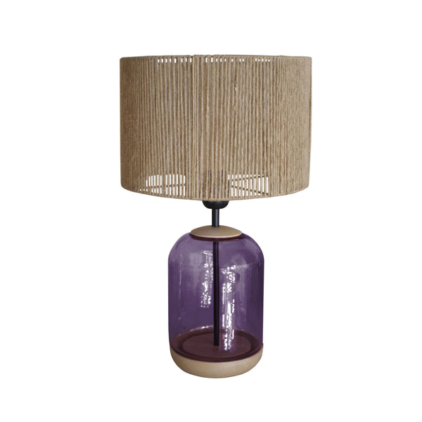 Lampe a poser TOSEL SVALBARD S verre, tissu H41xD25xP25cm - 1 Lumière