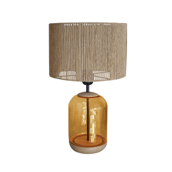 Lampe a poser TOSEL SVALBARD S verre, tissu H41xD25xP25cm - 1 Lumière