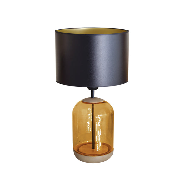 Lampe chevet SVALBARD SMALL cylindre bois verre