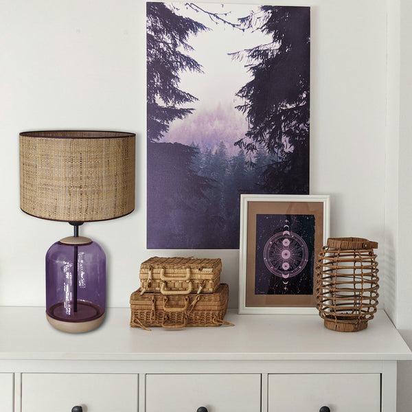 Lampe á poser SVALBARD MIDIUM cylindre verre bois