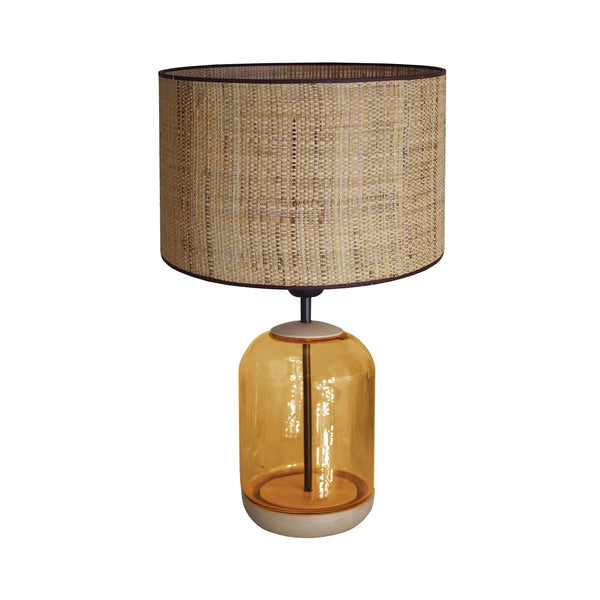 Lampe á poser SVALBARD MIDIUM cylindre verre bois