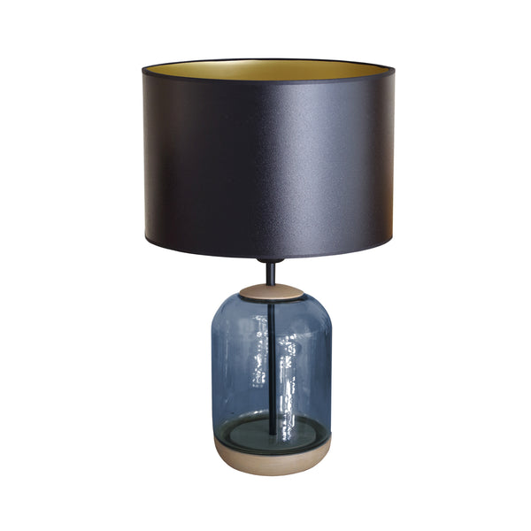Lampe chevet SVALBARD MIDIUM cylindre verre bois