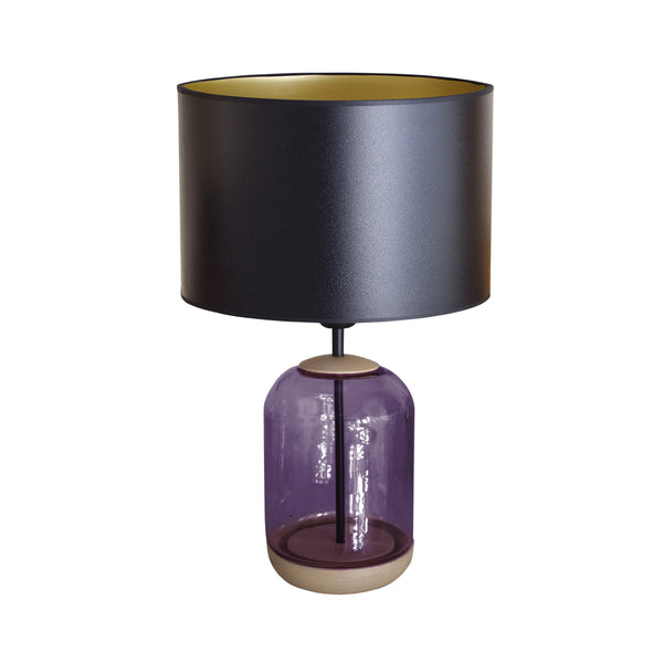 Lampe chevet SVALBARD MIDIUM cylindre verre bois