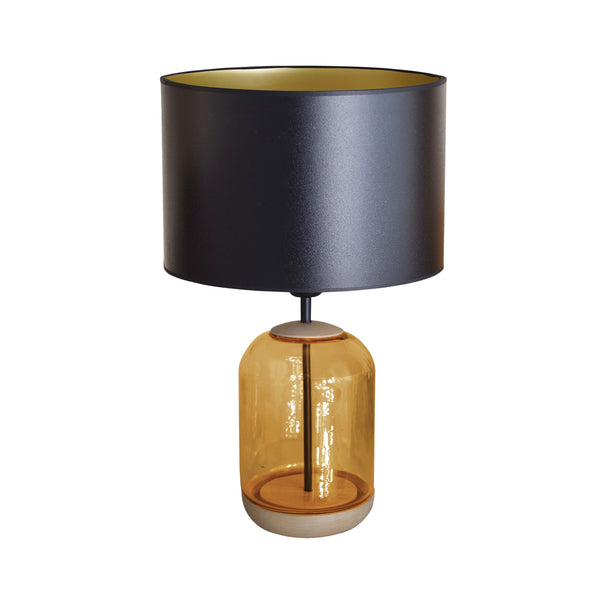 Lampe chevet SVALBARD MIDIUM cylindre verre bois