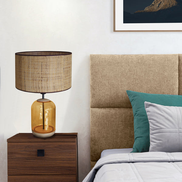Lampe á poser SVALBARD BIG cylindre verre bois