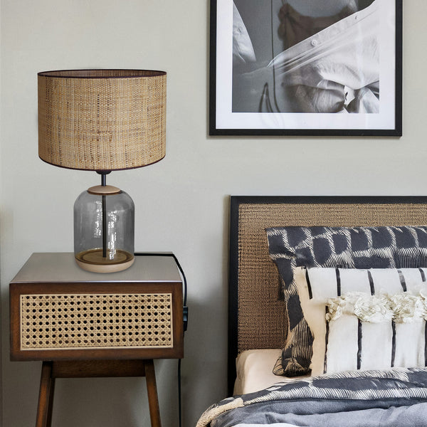 Lampe á poser SVALBARD BIG cylindre verre bois
