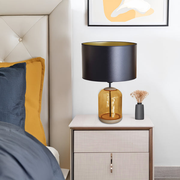 Lampe á poser SVALBARD BIG cylindre verre bois