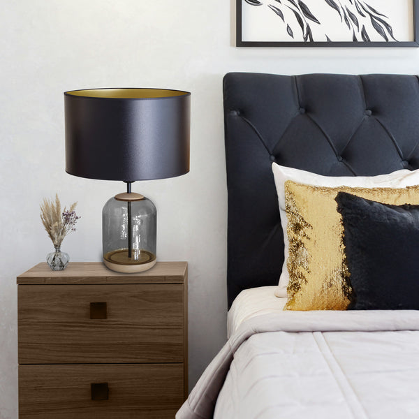 Lampe á poser SVALBARD BIG cylindre verre bois