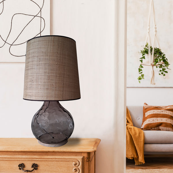 Lampe a poser TOSEL BURANO BIG verre, bois, tissu H68xD40xP40cm - 1 Lumière
