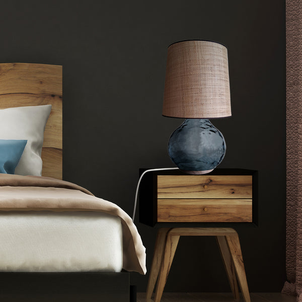 Lampe a poser TOSEL BURANO BIG verre, bois, tissu H68xD40xP40cm - 1 Lumière