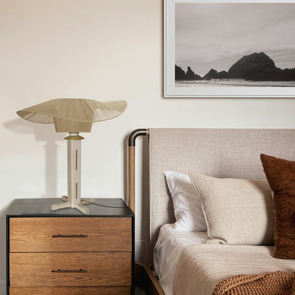 Lampe a poser TOSEL PADUA bois, métal, ficelle H60xD40xP40 cm