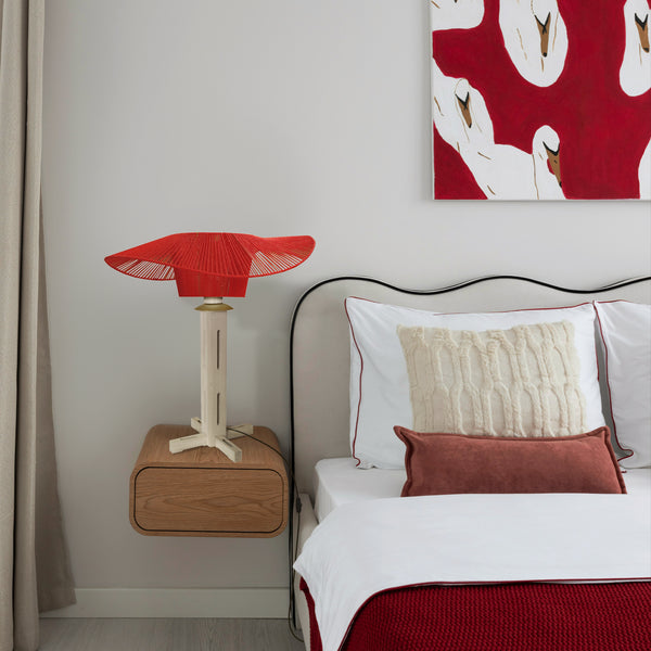 Lampe a poser TOSEL PADUA bois, métal, ficelle H60xD40xP40 cm