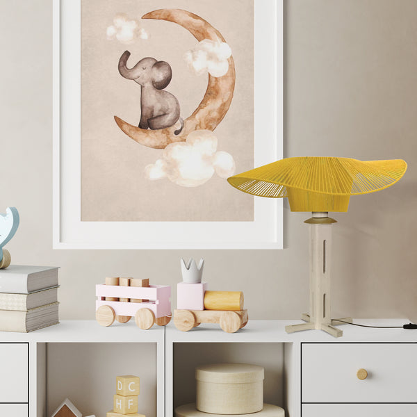 Lampe a poser TOSEL PADUA bois, métal, ficelle H60xD40xP40 cm