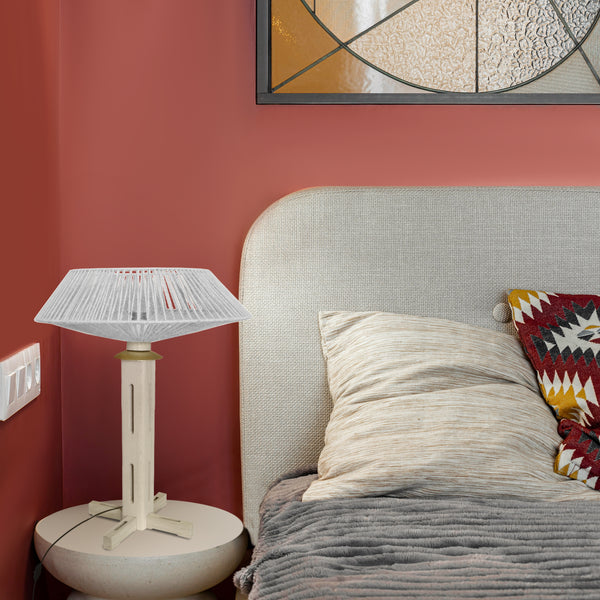 Lampe a poser TOSEL PADUA CONE bois, métal, ficelle H60xD40xP40  cm